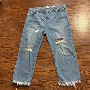 WilliamRast women’s slouchy boyfriend Blue Ankle Cropped Distressed Jeans 31